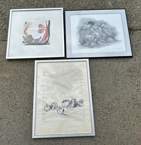 (3) contemporary decorative framed pieces from fine Rhinebeck, N.Y. estate - to include Edition of (1 of 7)