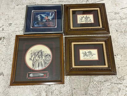 (4) signed prints by Artist ( C E OTTMAN ) including (4) Western. With information on backs, all in: (4) signed prints by Artist ( C E OTTMAN ) including (4) Western. With information on backs, all in nice estate condition. Includes Buffalo Shield 1984, Open Ground 1991, Medicine of the White Horse