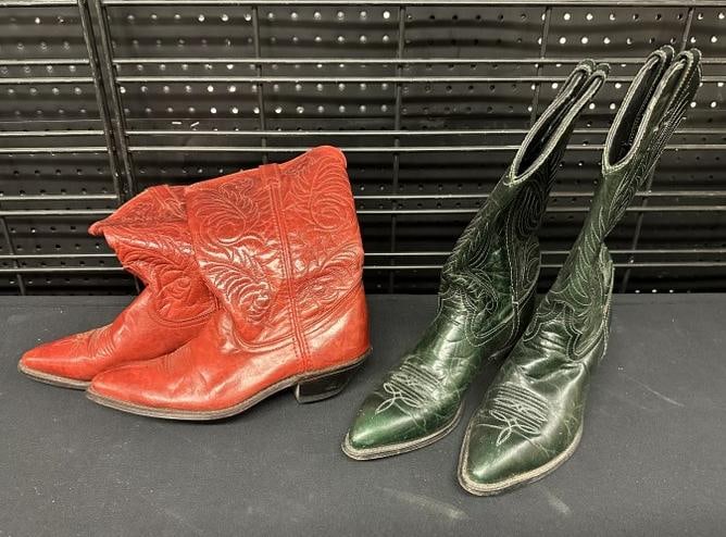 (2) pair leather cowboy boots in nice condition, both size 7.5 M, from local estate. (1 of 3)