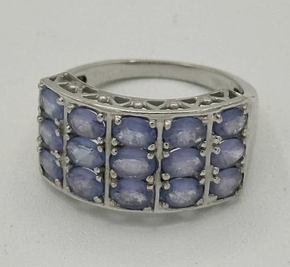 14K ladies white gold ring with (15) tanzanite stones, from local estate. Weighs 2.8 pennyweights. ( (1 of 6)