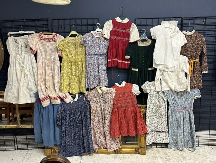 Lot of estate ( YOUNG GIRLS ) vintage dresses, mostly cotton, circa 1940's or 50's is my guess,: Lot of estate ( YOUNG GIRLS ) vintage dresses, mostly cotton, circa 1940's or 50's is my guess, great lot for vintage clothing dealer to sort out…..just as we found them in six generation family far