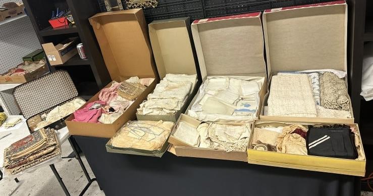 Big estate lot vintage textiles, from six generation farmhouse in Stone Ridge, N.Y. Good lot for (1 of 8)