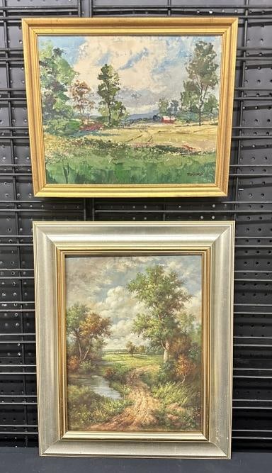 (2) estate landscape paintings- o/c by John E. Detore measures 11" x 14" & signed illegibly o/b (1 of 6)