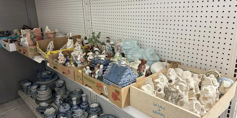 Big misc. estate lot from estate in Hudson Valley, includes many handmade ceramic figures by Barbara (1 of 14)