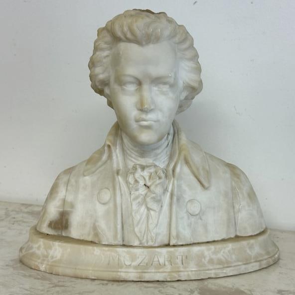 19th c marble statue of MOZART, from Hudson Valley estate, nice estate condition, measures 11.5" (1 of 4)