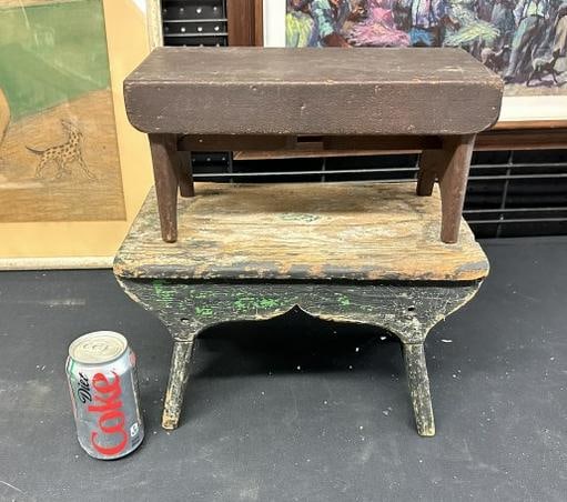 (2) country stools from six generation farmhouse in Hudson Valley, including one that folds….nice (1 of 5)