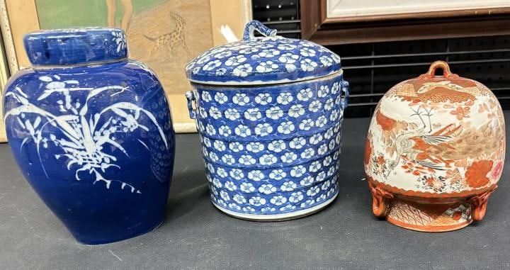 (3) pc. Estate older ASIAN porcelain lot, from six generation Hudson Valley farmhouse, in nice (1 of 12)