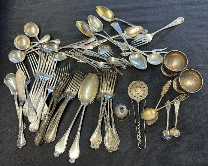STERLING SILVER old estate big lot from six generation farmhouse in Hudson Valley, some sets of (6) (1 of 8)