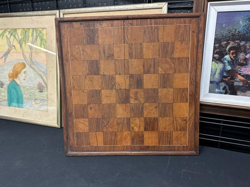 Nice old game board top from a tilt top game table, just how we found it in six generation farmhouse (1 of 4)