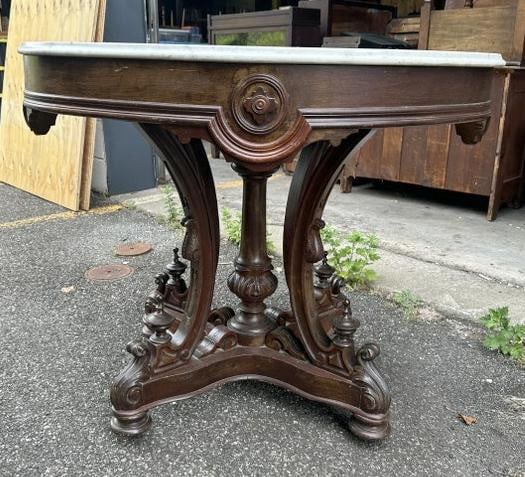 Wonderful victorian rosewood marble top table, structurally sound, marble in nice condition, from (1 of 3)
