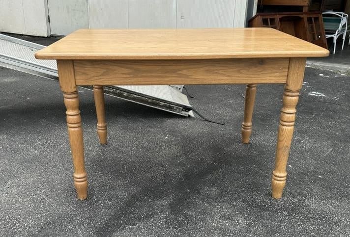 Contemporary oak rectangular dining table, structurally sound, from local estate, measures 29 1/2" H (1 of 2)