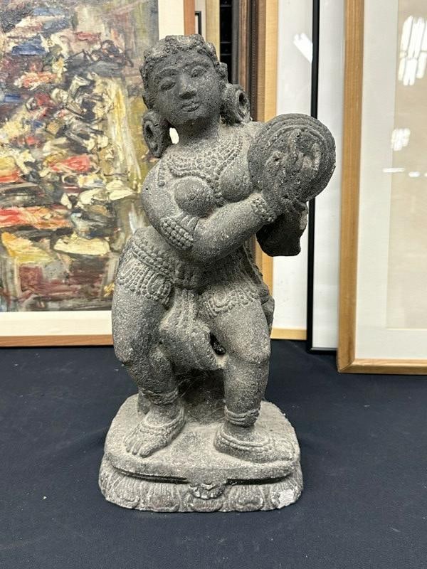 Sand stone sculpture of woman, nice detail, origin unknown to me, fround in local estate in Hudson (1 of 6)