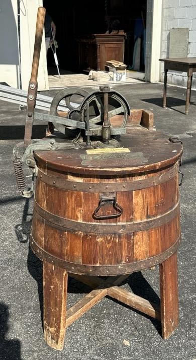 Early cyclone washing machine & wringer, late 1800's, nice condition, from local estate, was used as (1 of 6)
