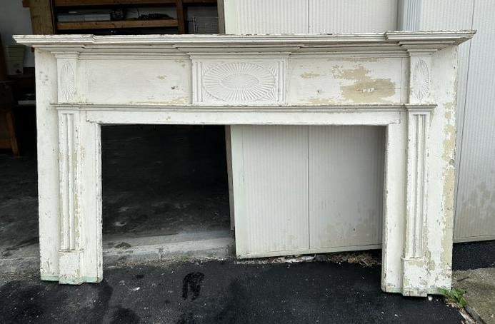 Wonderful Federal mantel in old white paint, found in Hudson Valley estate, structurally sound, (1 of 5)