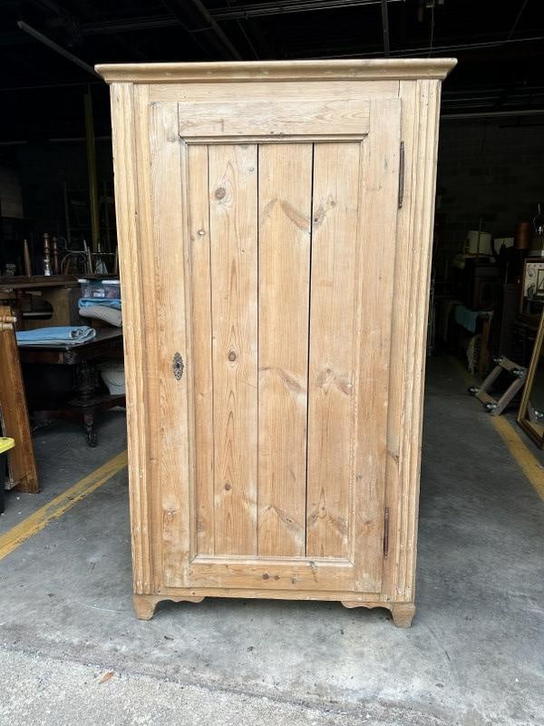 Swedish 1 door armoire, washed pine, structurally sound, from local estate, measures 39 1/4" X 20 (1 of 4)