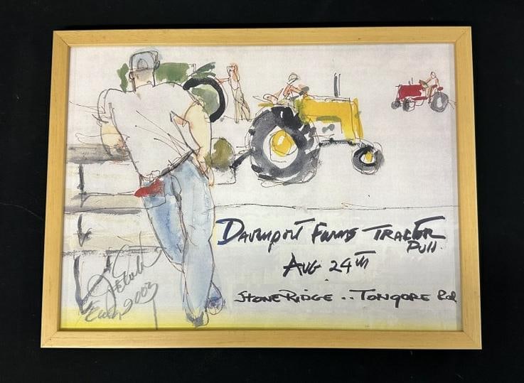 Joe Eula (1925 - 2004)  original w/c illustration for DAVENPORT FARMS TRACTOR PULL in Stone Ridge, (1 of 2)