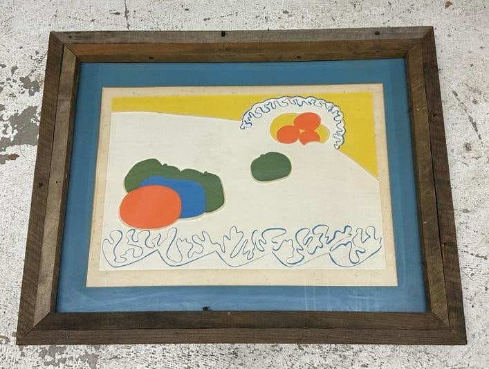 Mid Century still life abstract silkscreen, signed illegibly as pictured, it is numbered 4 of 25. In (1 of 3)