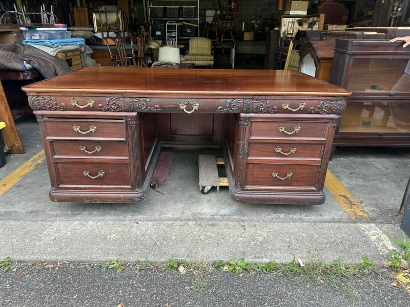 Circa 1930's mahogany Executives desk from the NYC offices of Metroploitan Life Insurance, moved to (1 of 6)