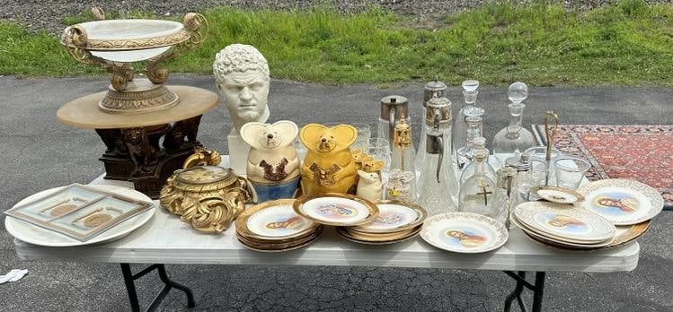 Misc. estate lot of glassware, religious porcelain plates, decorative accessories, etc. From Boston (1 of 8)