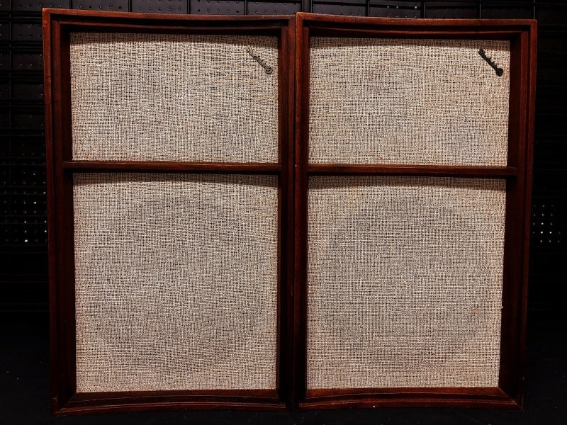 Vintage audio, Wharfedale W60 speaker pair with accoustic compensator switch. Serial numbers 600096 (1 of 12)