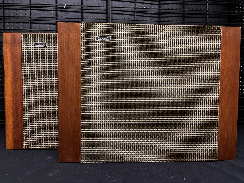Vintage audio, 2 Coral BX-30 speakers. Serial numbers 3 and 52332. Speakers are 23 1/2" wide, 17 (1 of 10)