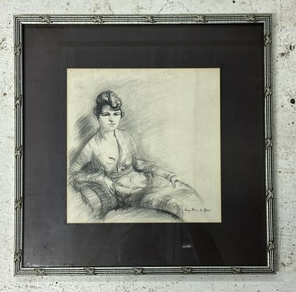 Guy Pene Du Bois (1884 - 1958) pencil drawing of woman, signed lower right as pictured. From Hudson (1 of 4)