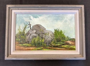 Karl Eugene Fortess (1907 - 1993) o/c landscape, from Hudson Valley estate, initialed lower left