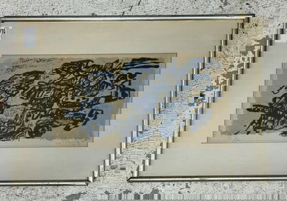 Guillaume Corneille (1922 - 2010) signed Mid Century abstract lithograph, Number 52 of 80. ( dated