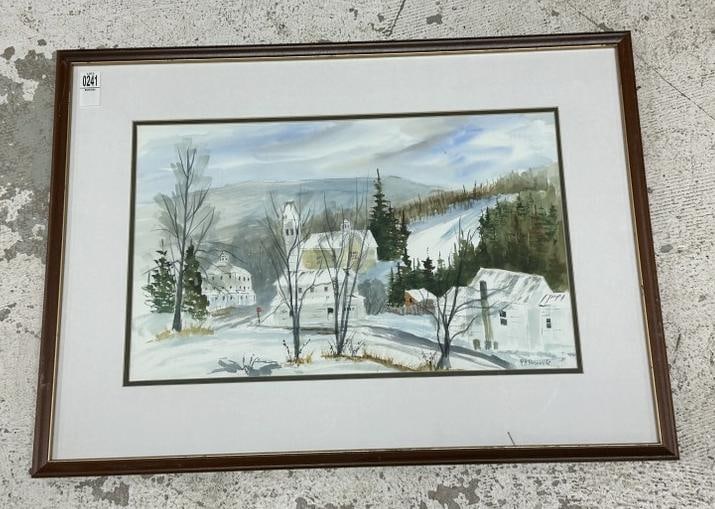 Ralph H. Persons Winter watercolor landscape, signed lower right, nicely framed and matted. From (1 of 5)
