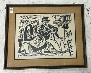 Irving Amen (1918 - 2011) signed print titled ( ORCHARD STREET ), Numbered 31 of 100, signed lower