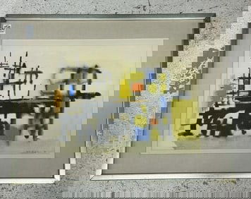 Miles Raymond Hodson (1920 - 1997 abstract geometric watercolor, dated 1960, nicely framed and