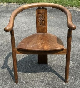 Asian hardwood chair with carving on back, from local estate in Hudson Valley, some wear to patina