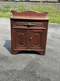 Victorian walnut washstand with backsplash, from local estate, structurally sound, split on top