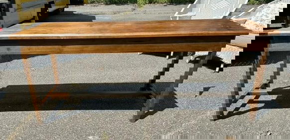Nice looking walnut (?) work table or coonsole table, nice worn patina, structurally sound, from