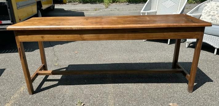 Nice looking walnut (?) work table or coonsole table, nice worn patina, structurally sound, from (1 of 5)