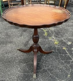 Circa 1940's mahogany pie crust table, from local estate, some wear on top, structurally sound,
