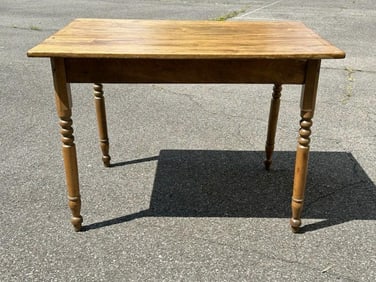 Country work table, structurally sound, nice finish. From Hudson Valley estate, measures 29.25" high