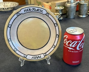 SATURDAY EVENING GIRLS 7.5" diameter plate with ( HER PLATE & MARY ) on front, dated 6-19 on back,