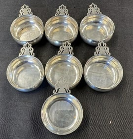 (7) sterling porringers ? Or salts ? From local estate, marked as pictured, measure approx. 3" front
