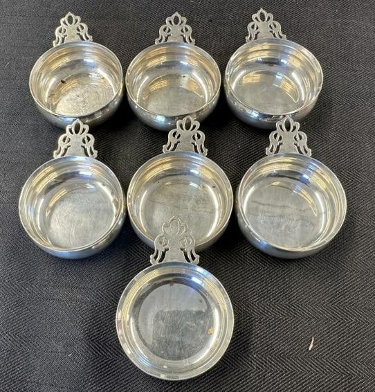 (7) sterling porringers ? Or salts ? From local estate, marked as pictured, measure approx. 3" front (1 of 4)