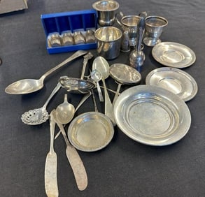 STERLING SILVER misc. estate lot from Hudson Valley estate, Includes SAKS FIFTHE AVENUE salt &