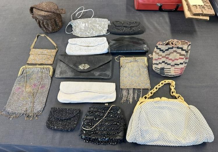 Estate lot (14) purses and handbags, including beaded, mesh, and one Native American like, from (1 of 9)