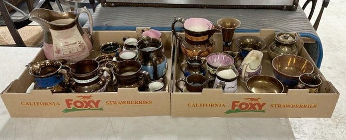 28 pcs. of COPPER LUSTRE ware from Hudson Valley estate, great lot for dealer to sort out…includes