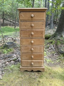 Nice tall Swedish (?) pine chect of drawers, structurally sound, from local estate. Measures 52"