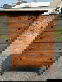 Oak circa 1910 highboy dresser, from local estate, structurally sound, measures 48.75" high x 34.25"