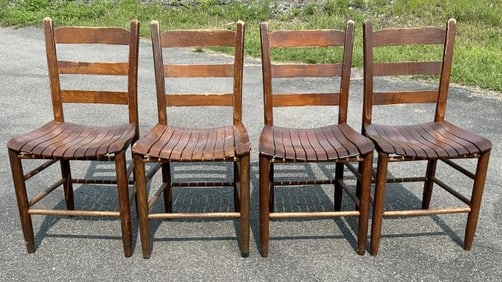 (4) nice old oak structurally sound chairs, from Hudson Valley estate.