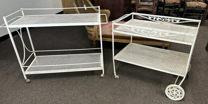 (2) painted white outdoor metal carts, from country home in Hudson Valley. Structurally sound. (1 of 1)