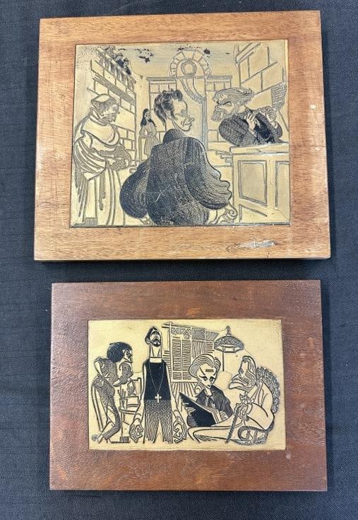 (2) Albert Hirschfeld (1903 - 2003) printing plates ( from NY Times former employee ), both plates (1 of 6)