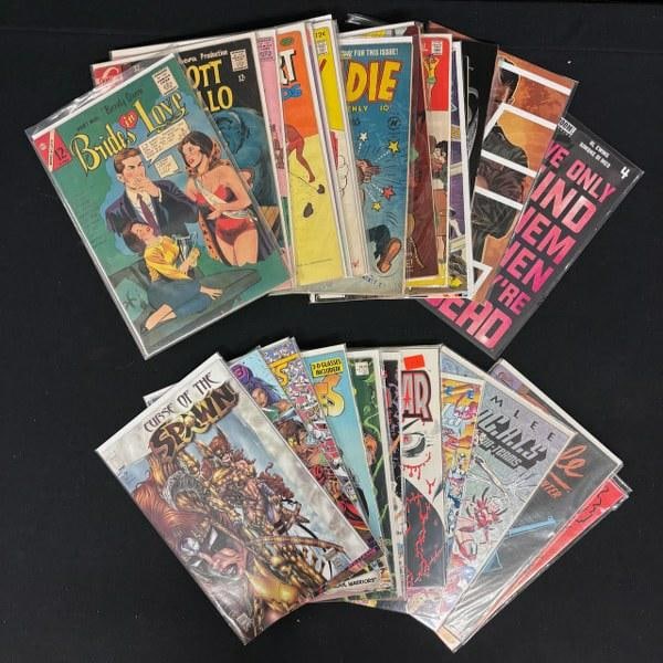 Lot of 28 misc comics, 1960s-2010s. This miscelaneous publishers lot includes Brides In Love, Abbott (1 of 7)