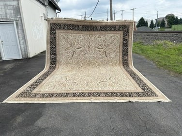 Very large handmade wool oriental carpet from fine estate in Hudson Valley weekend home, little use,